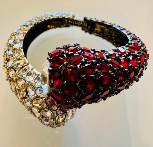 Stunning Signed rhinestone clamper bracelet by Kenneth Lane