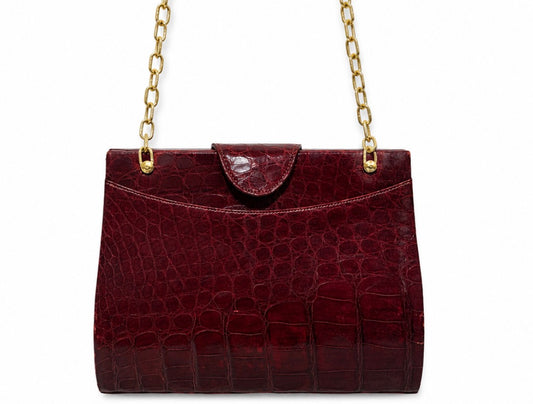 1960s exotic skin box bag in bordeaux leather