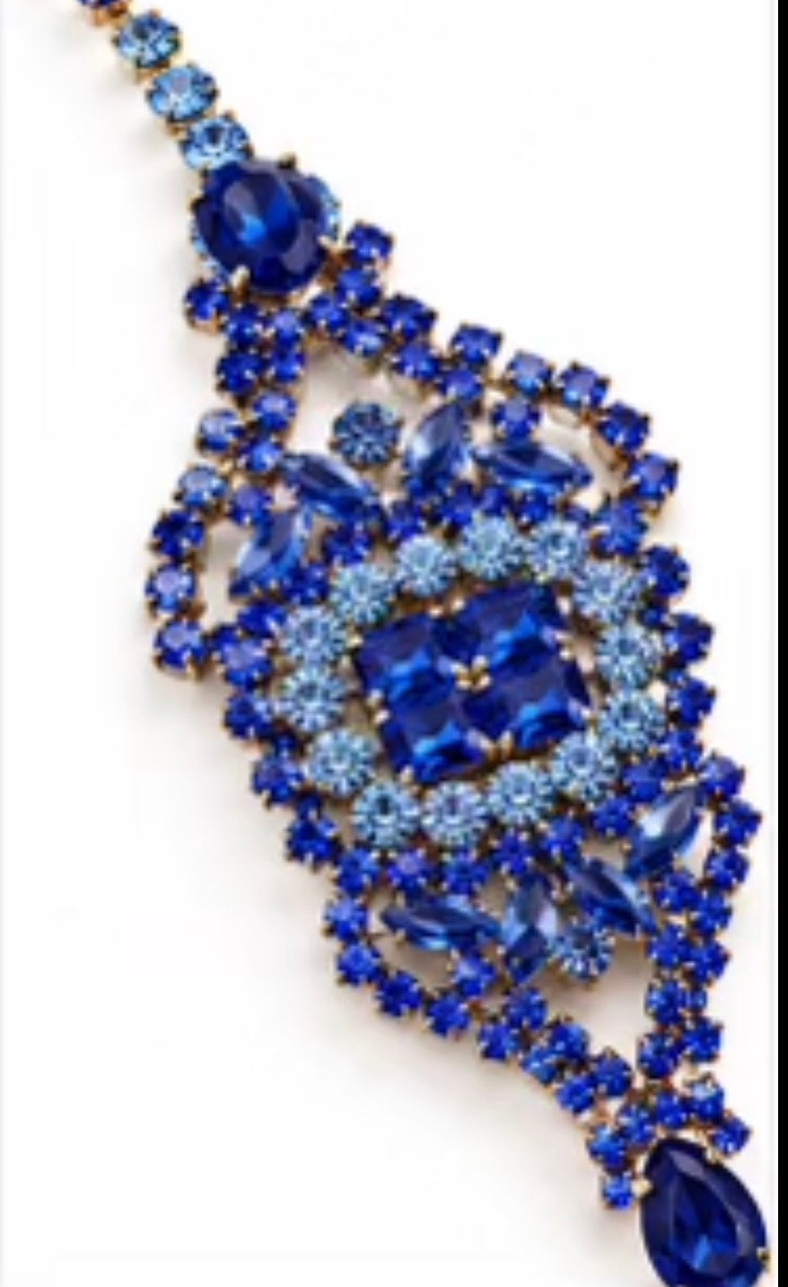 Gorgeous 1980s signed Bijoux blue glass rhinestone bracelet