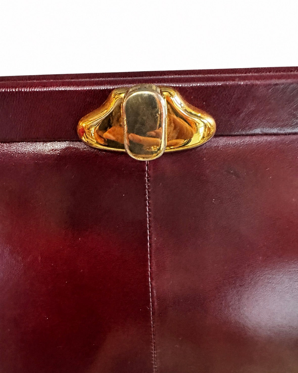 Gorgeous vintage dark burgundy leather Charles Jourdan scallop bottom clutch