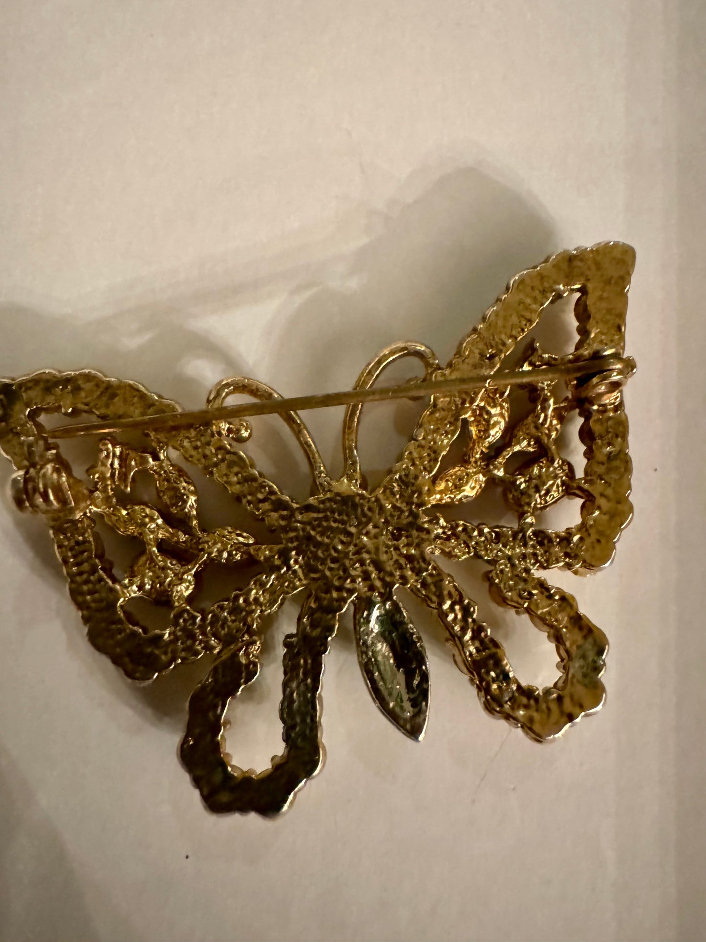 Vintage butterfly rhinestone brooch