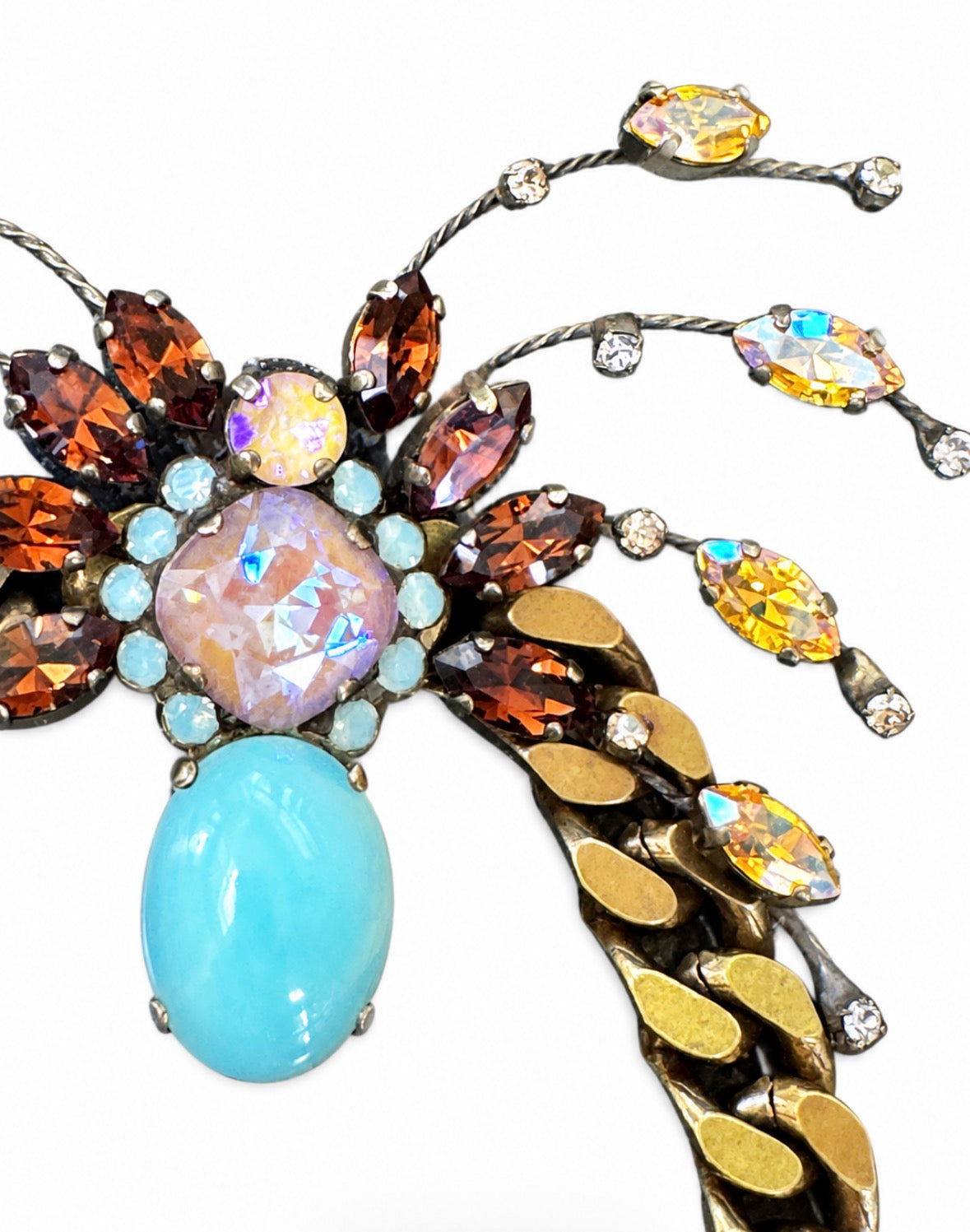 Beautiful vintage signed Czech glass rhinestone spider bracelet made by Greek designer Dimitriaois￼