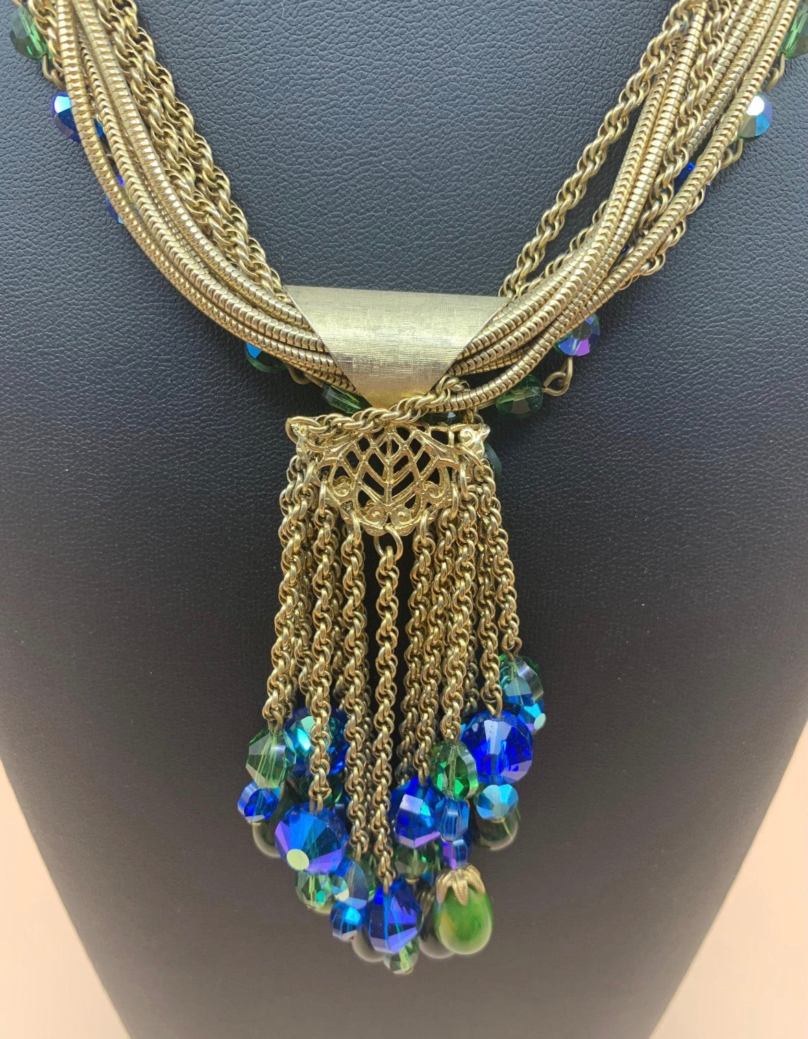 Signed Hobe 1940s statement necklace