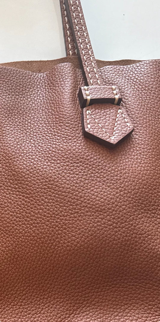 MOREAU Paris brown leather tote with dust bag