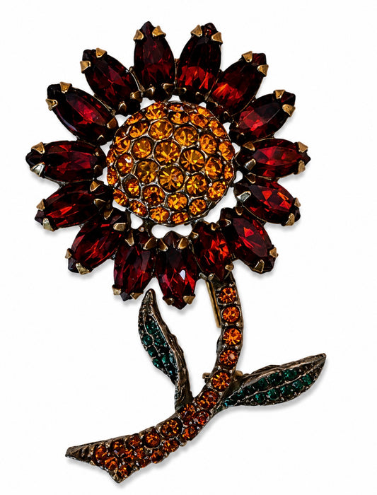 1950s rhinestone flower brooch signed WEISS