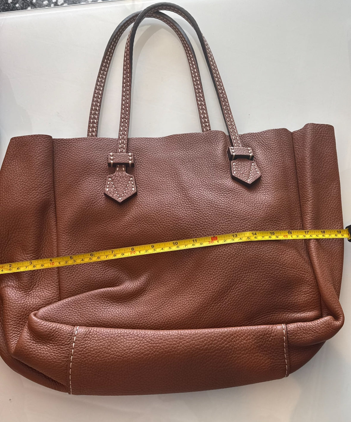 MOREAU Paris brown leather tote with dust bag