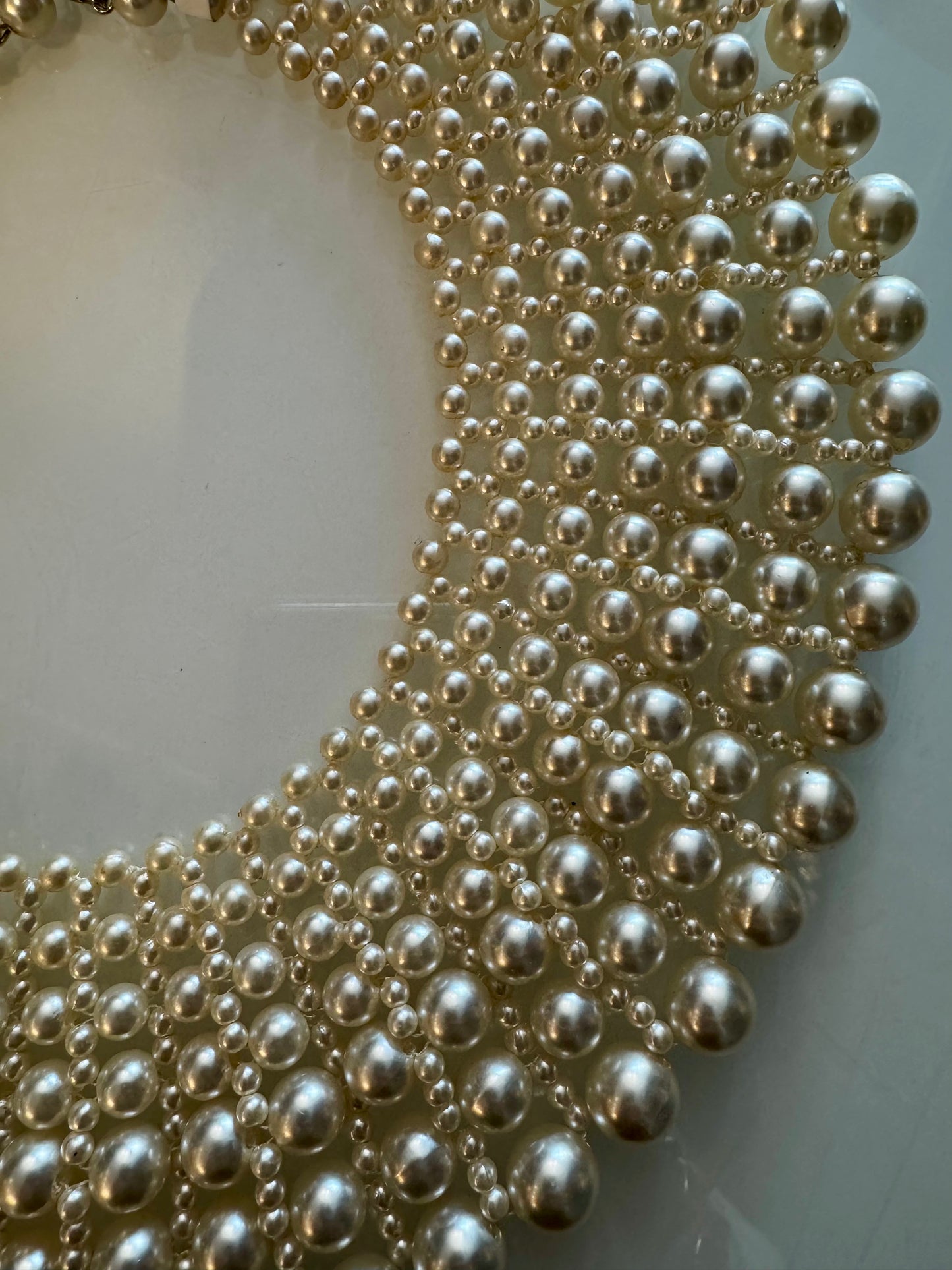 1970s multi strand pearl bib collar necklace