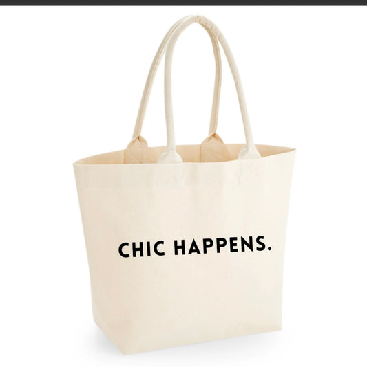 Chic Happens cotton canvas beach bag tote