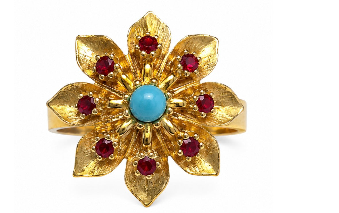 Vintage gold tone and rhinestone ring. Was once a clip on earring