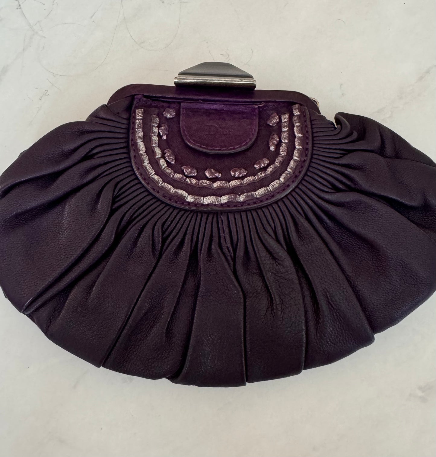 Dior Purple leather clutch with dust bag