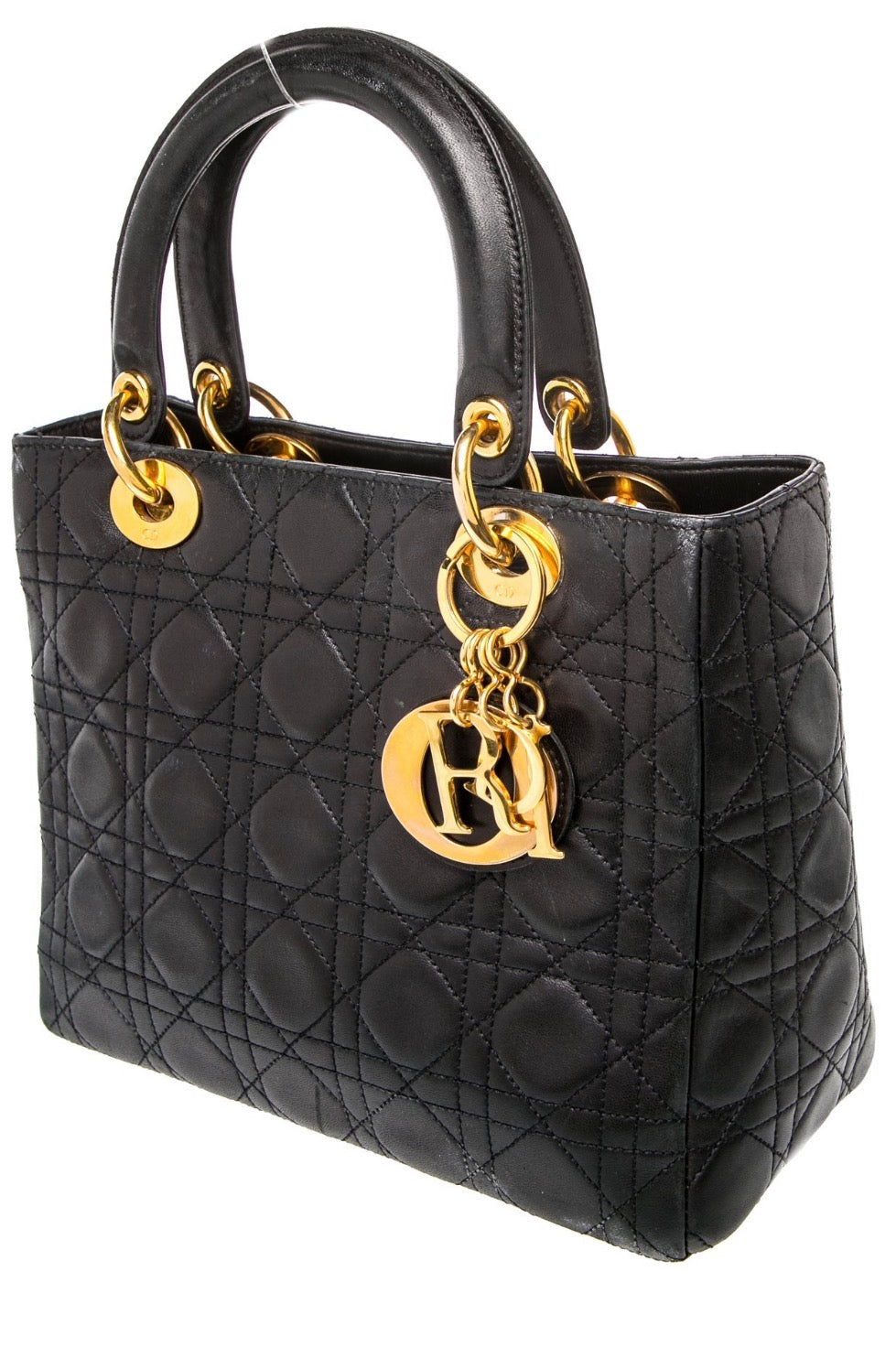 1997 Cannage Lady Dior black leather size medium with gold hardware