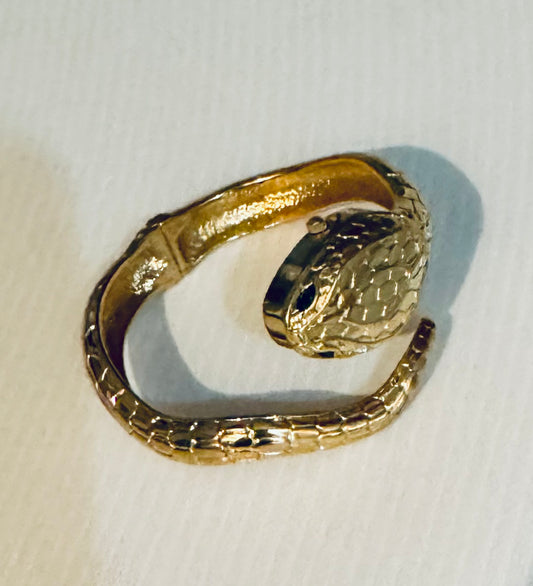 RARE 1960s gold tone wrap snake bracelet with secret watch in the head