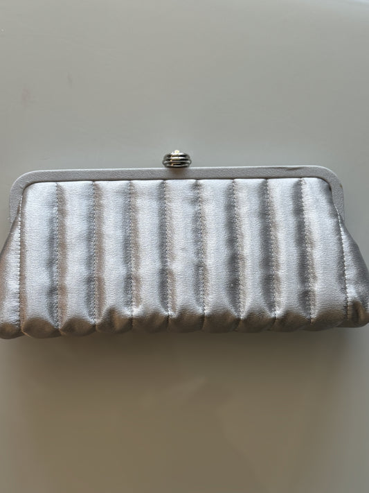 Silver quilted clutch