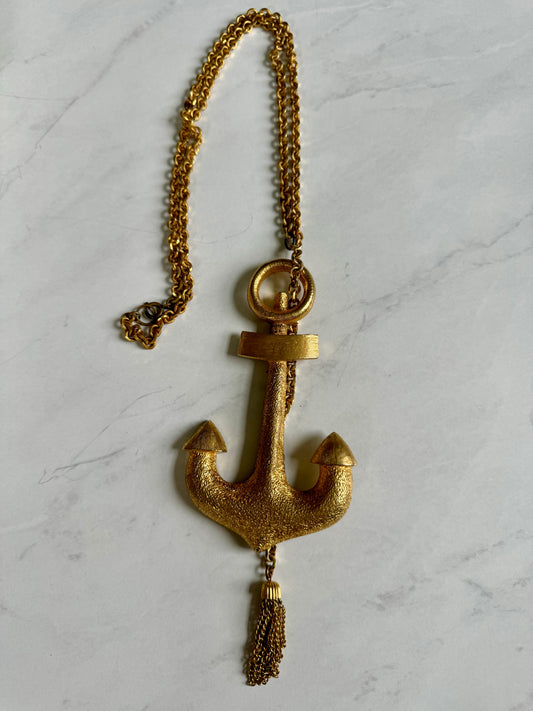 1960s gold tone anchor with tassel