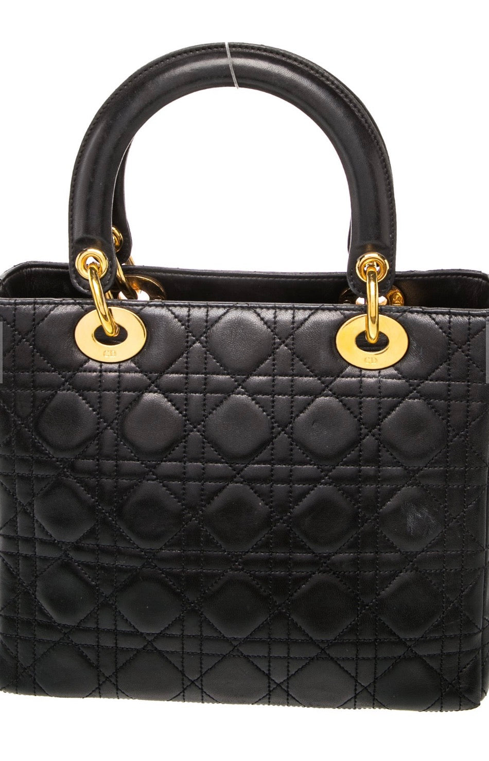 1997 Cannage Lady Dior black leather size medium with gold hardware