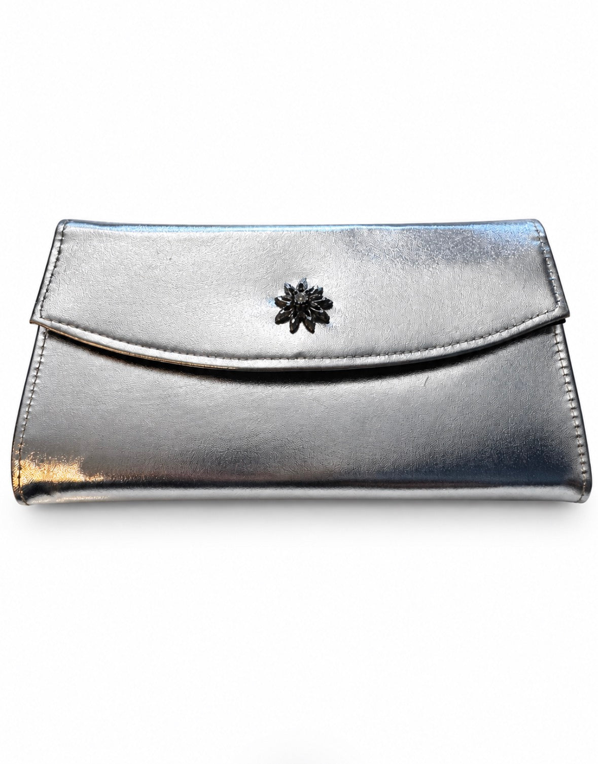 1970s silver clutch with rhinestone detail