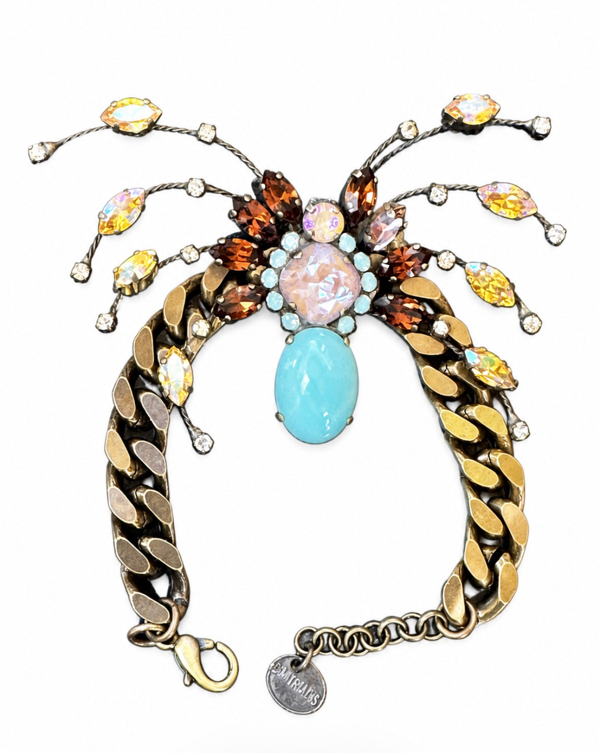 Beautiful vintage signed Czech glass rhinestone spider bracelet made by Greek designer Dimitriaois￼