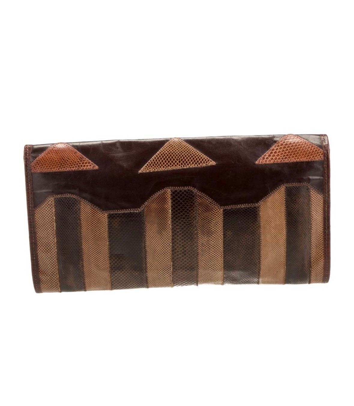 Vintage jumbo Carlos Falchi Clutch brown tones