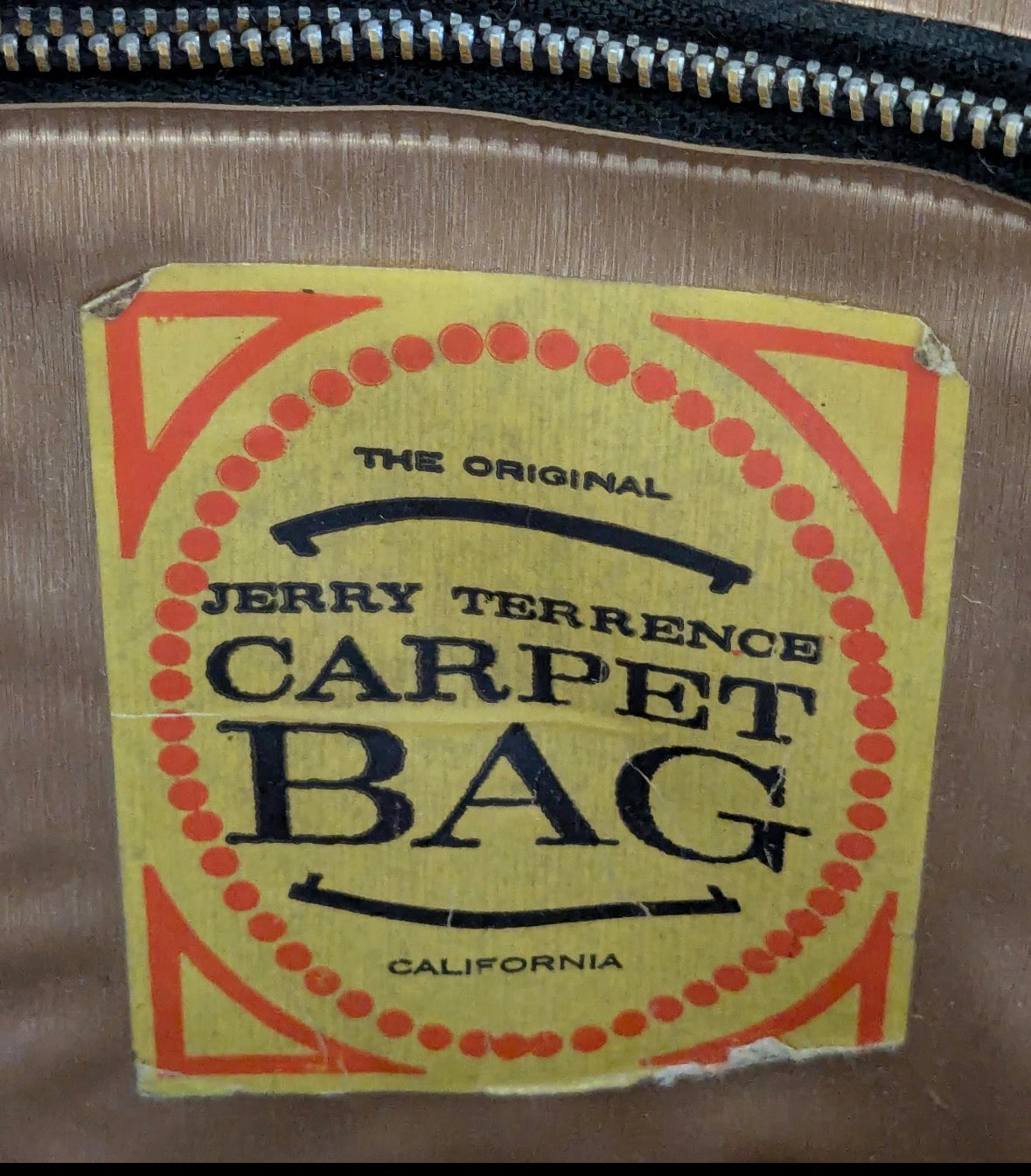 Vintage 1960s carpet bag by Jerry Terrence