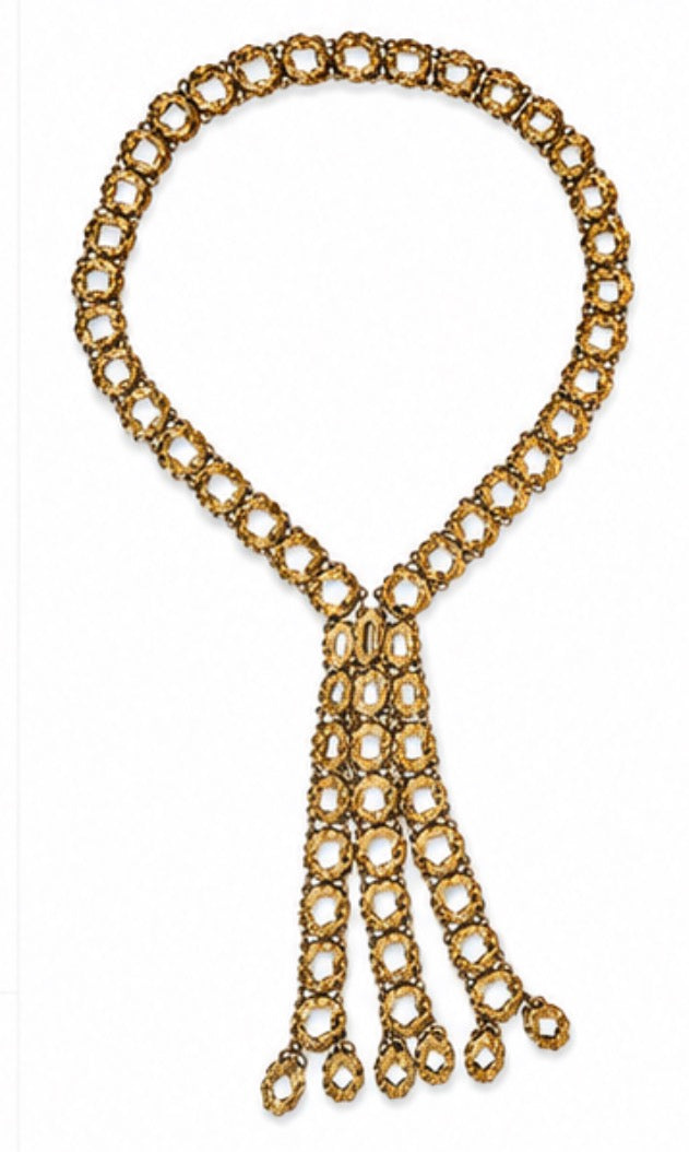 Vintage signed 1960's MONET tassel necklace in both gold/silver tone