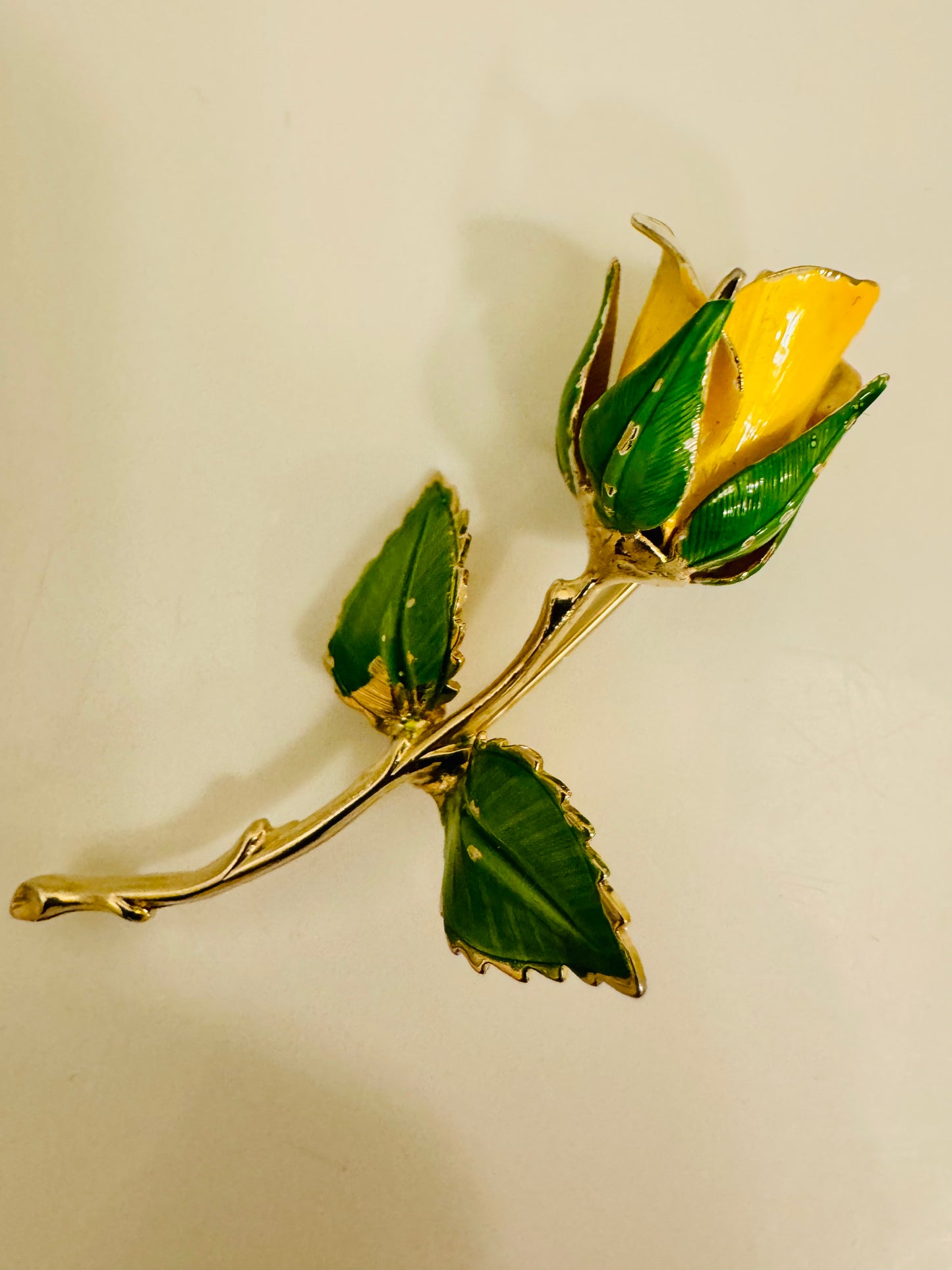 Delicate vintage yellow tulip brooch