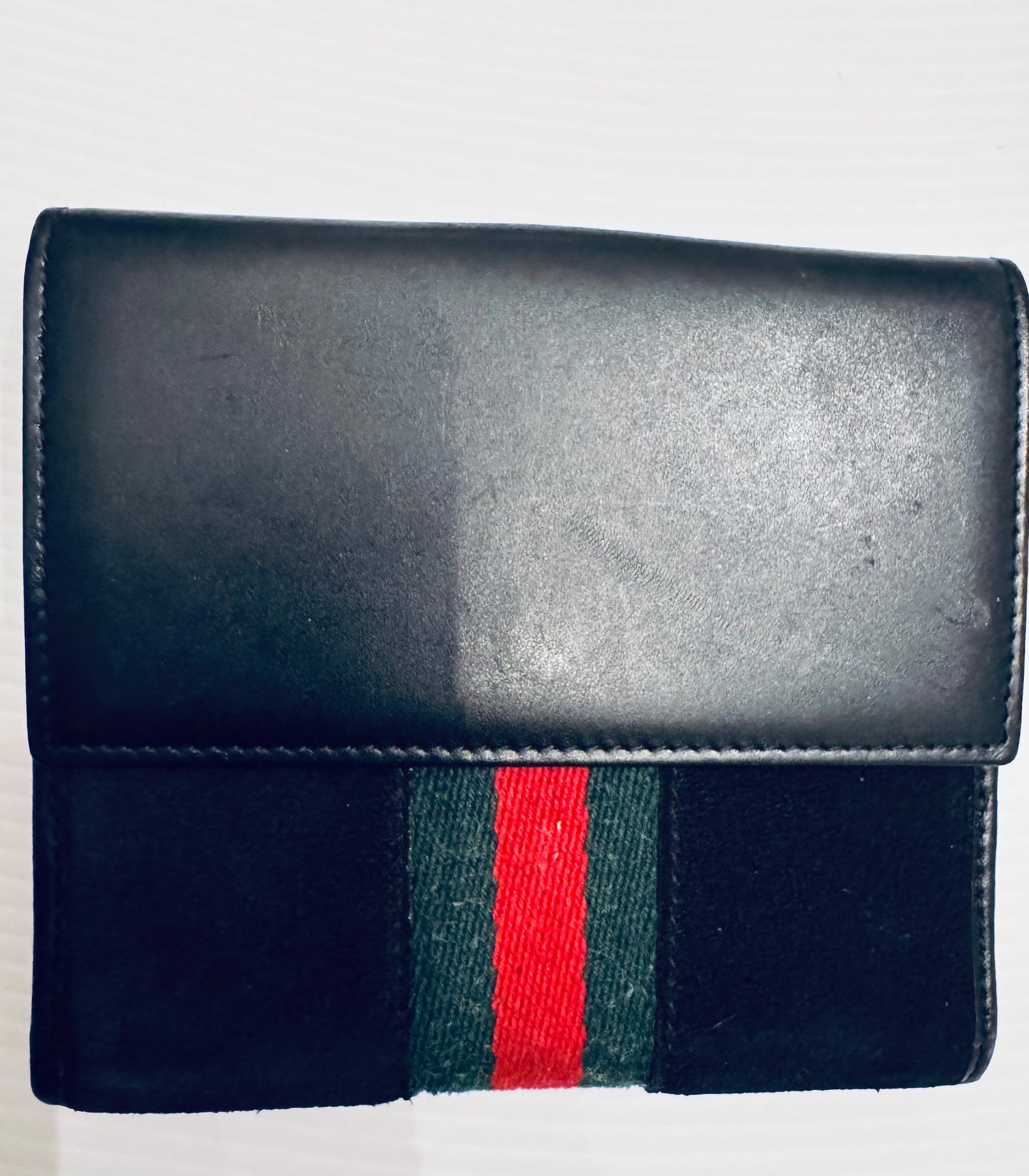 Vintage Gucci black fabric wallet with silver lock closure