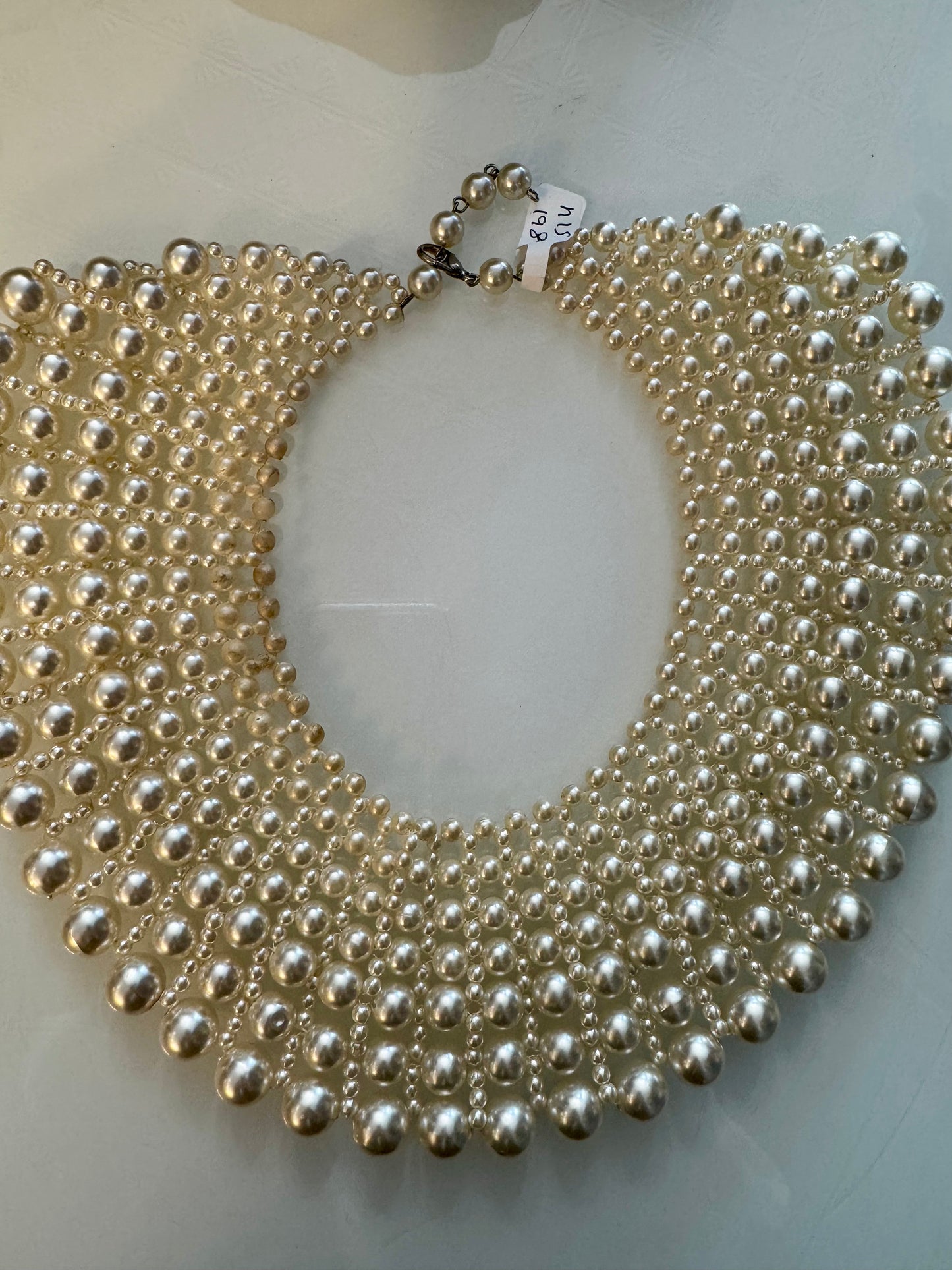 1970s multi strand pearl bib collar necklace