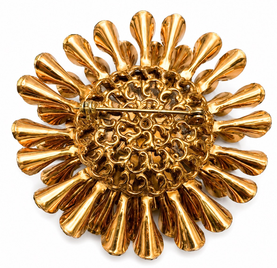 Vintage Jet Black Chrysanthemum Brooch, c. 1960s