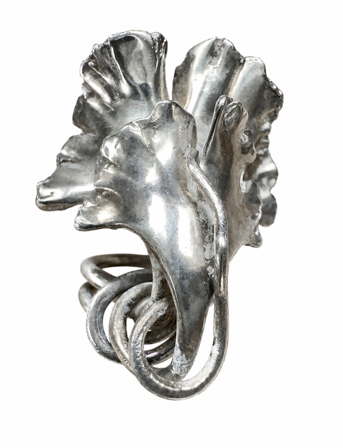 Vintage Modernist Sterling Silver Sculptural Ring