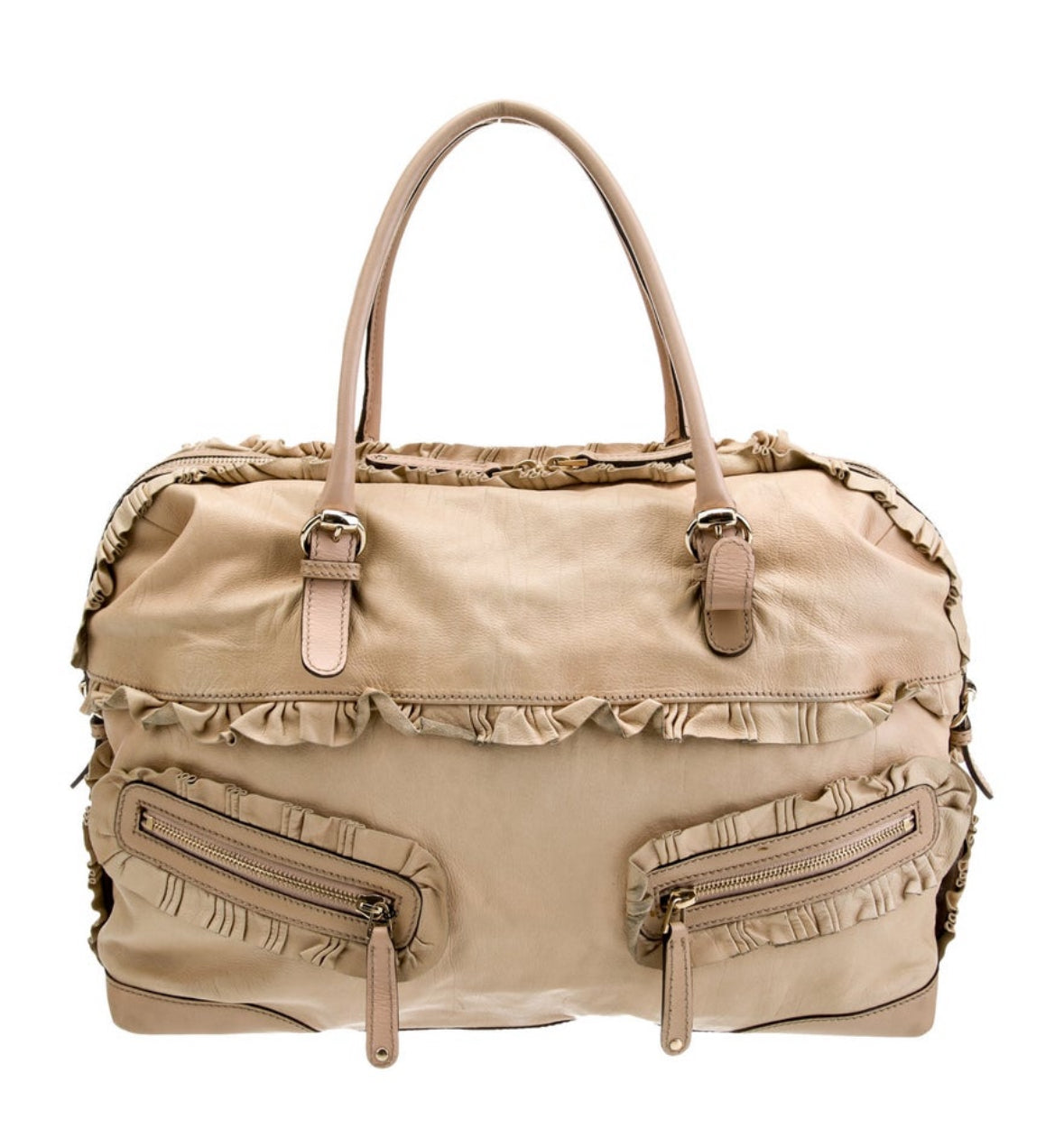 Vintage Gucci, Sabrina bag size medium with ruffles in beige. All leather.