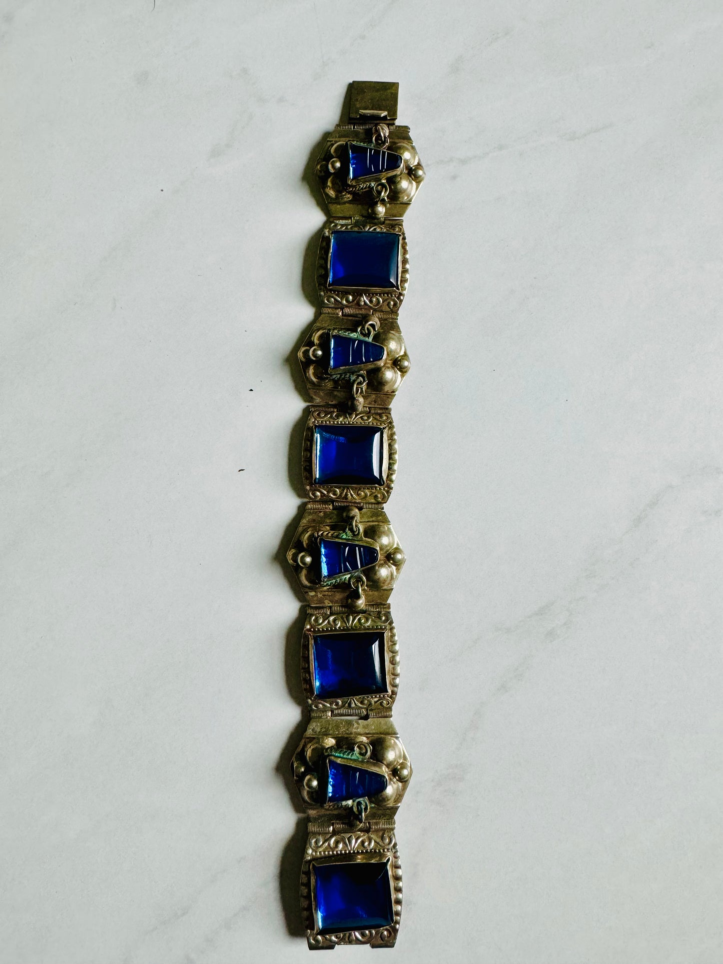 Vintage Sterling Silver bracelet with blue stones