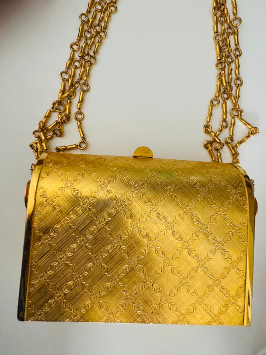 1980s multi chain gold hard top stunning handbag