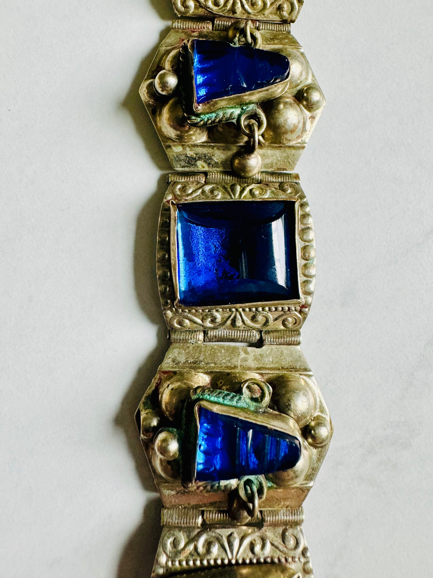 Vintage Sterling Silver bracelet with blue stones