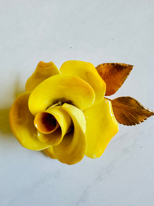 Yellow and gold rose brooch