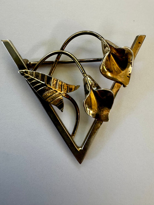 Sterling silver calla lily brooch