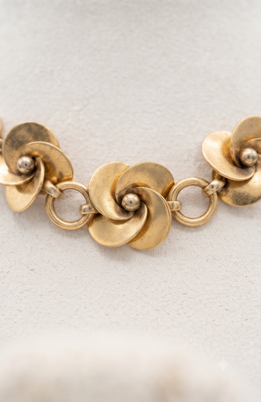 1940s VINTAGE HATTIE CARGENIE GOLD PLATED CHOKER, SIGNED HC
