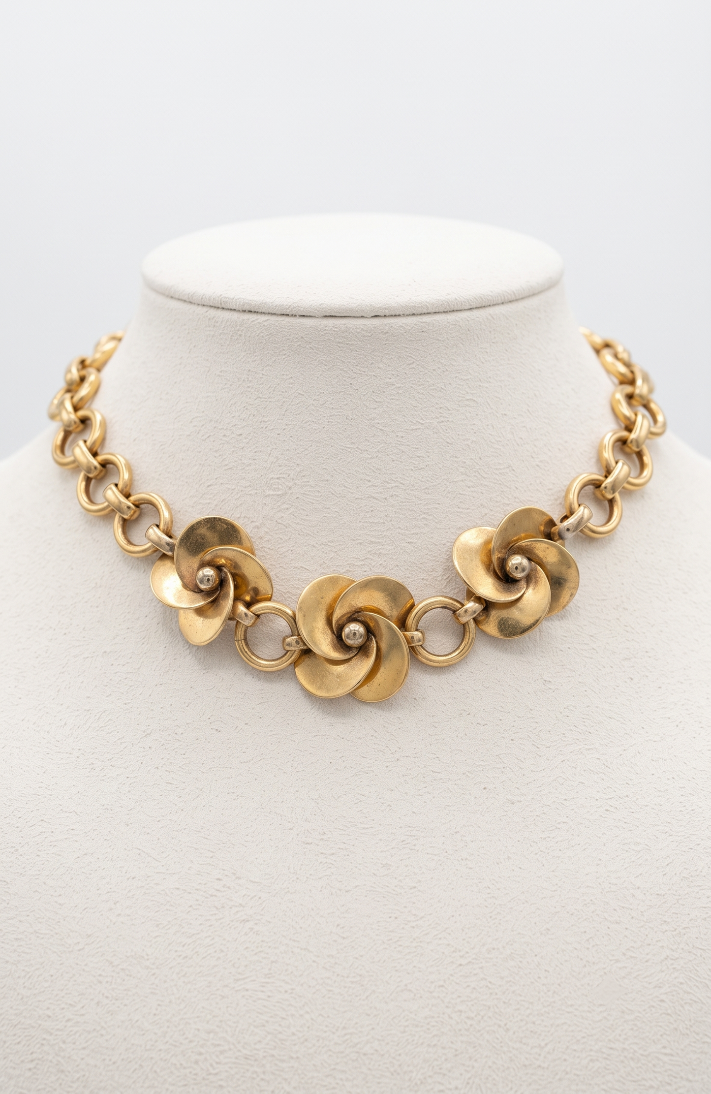 1940s VINTAGE HATTIE CARGENIE GOLD PLATED CHOKER, SIGNED HC