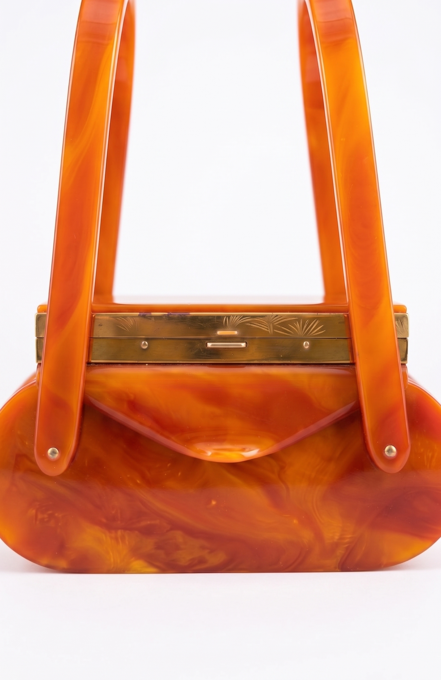 RARE Bakelite 1940s box bag with handles and a top makeup compartment