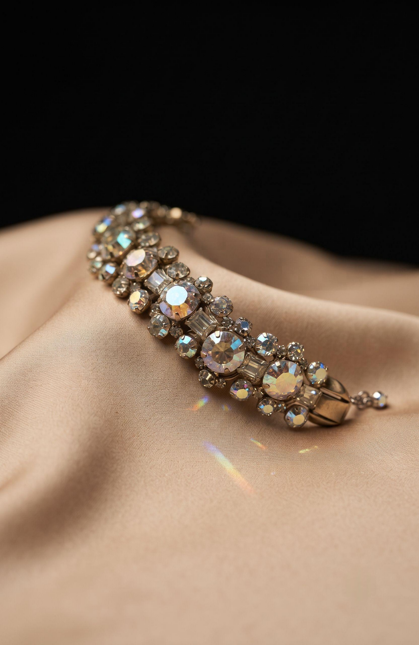 Beautiful 1950s rhinestone bracelet. The color speaks for itself.