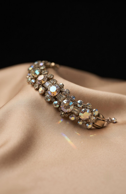 Beautiful 1950s rhinestone bracelet. The color speaks for itself.