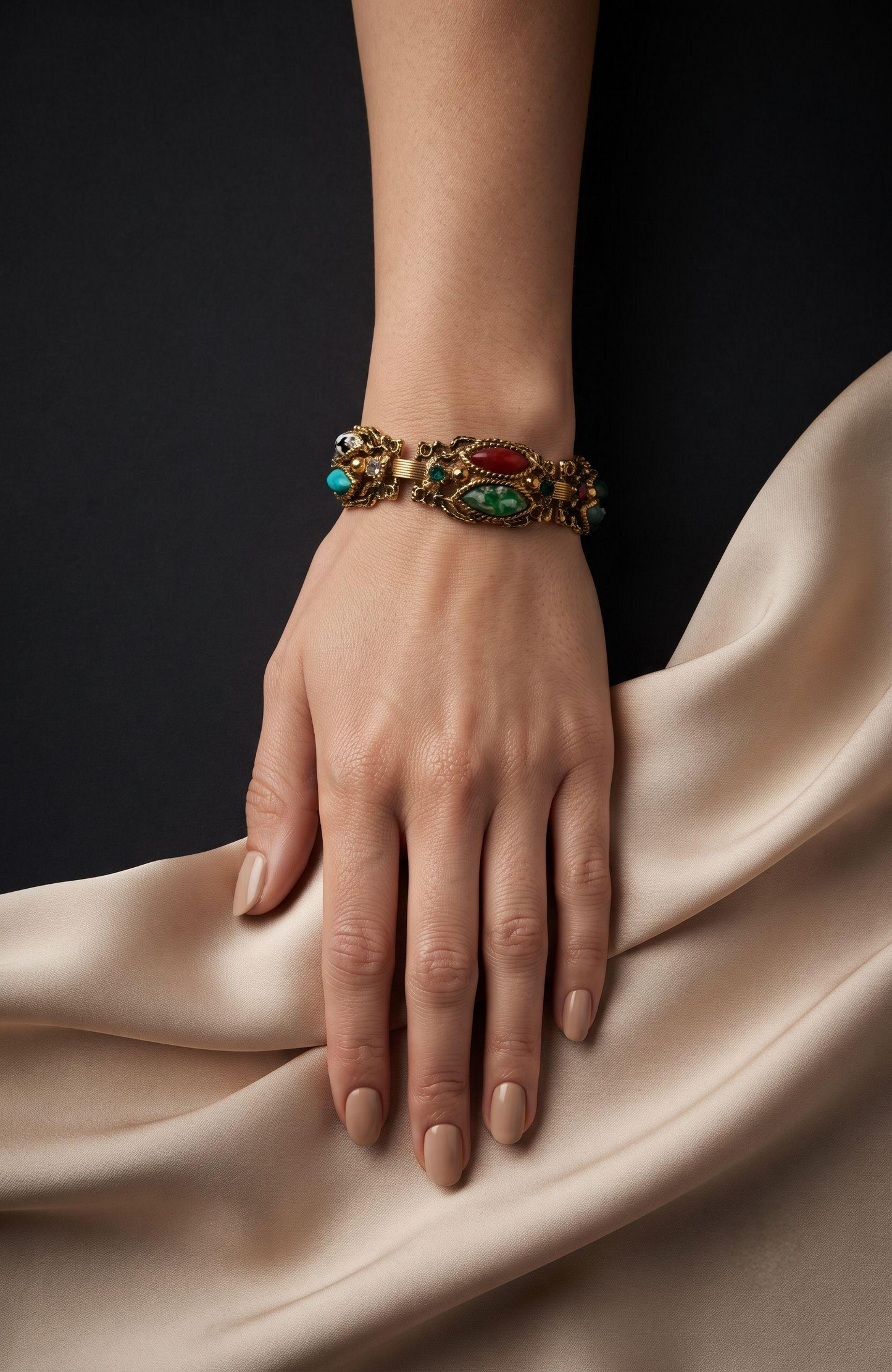 Beautiful 1950s rhinestone bracelet. The color speaks for itself.