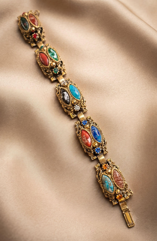 Beautiful 1950s rhinestone bracelet. The color speaks for itself.