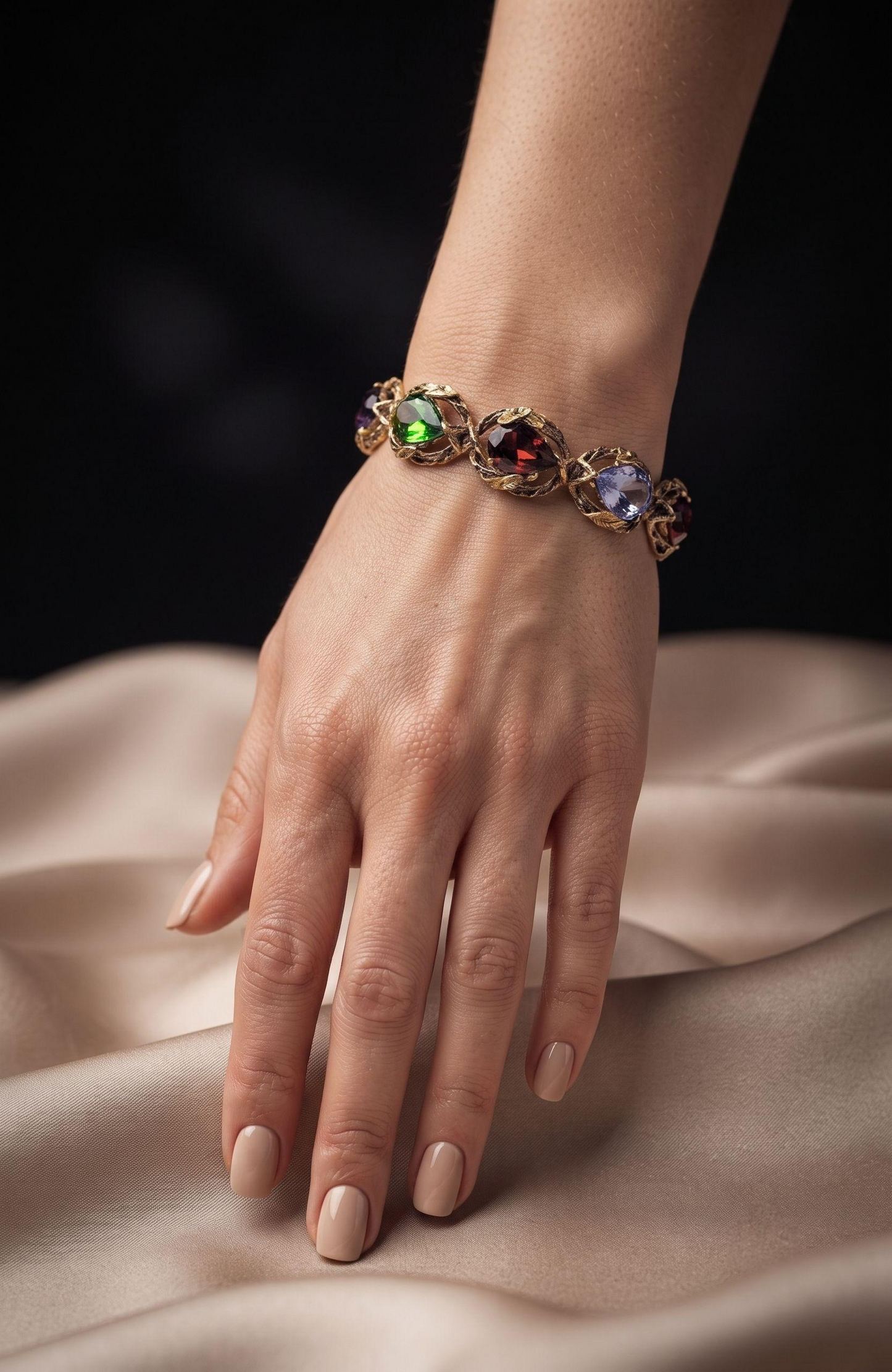 Beautiful 1950s rhinestone bracelet. The color speaks for itself.