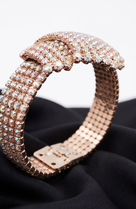 Wow! absolutely stunning 1950s jumbo rhinestone clamper bracelet.