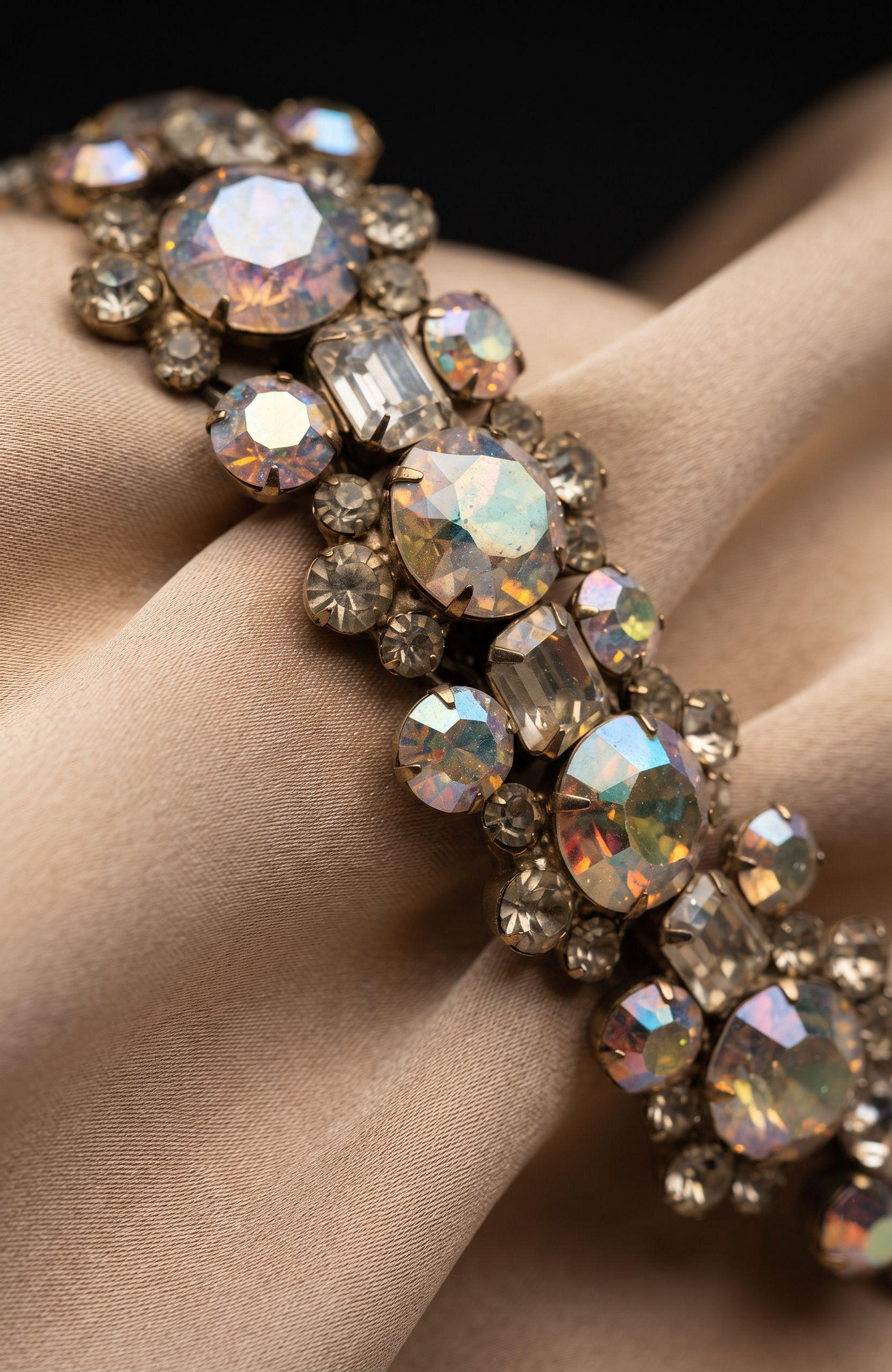 Beautiful 1950s rhinestone bracelet. The color speaks for itself.