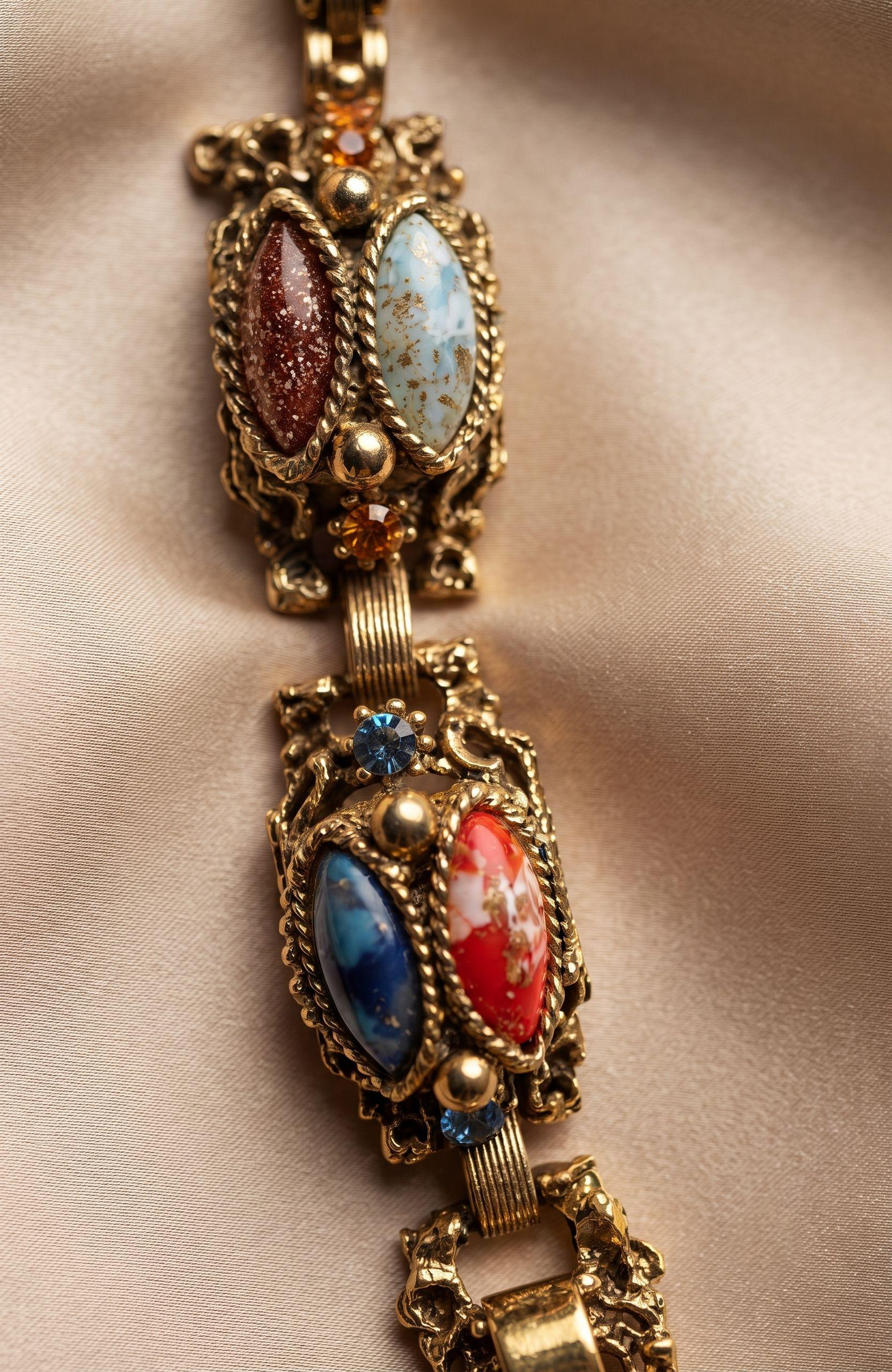 Beautiful 1950s rhinestone bracelet. The color speaks for itself.