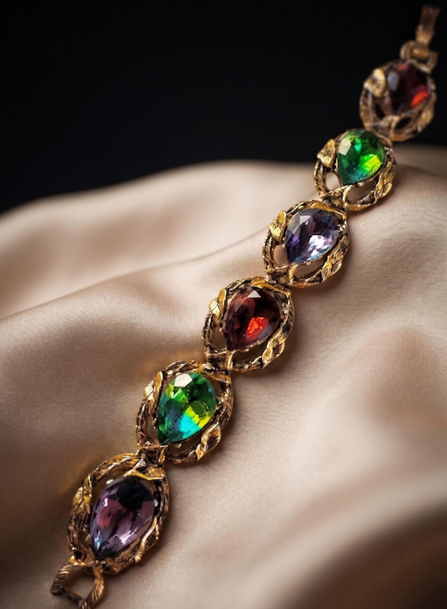 Beautiful 1950s rhinestone bracelet. The color speaks for itself.