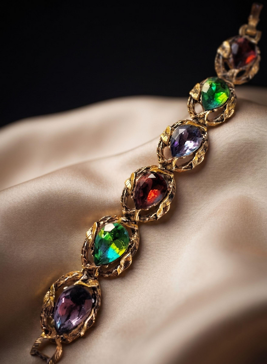 Beautiful 1950s rhinestone bracelet. The color speaks for itself.