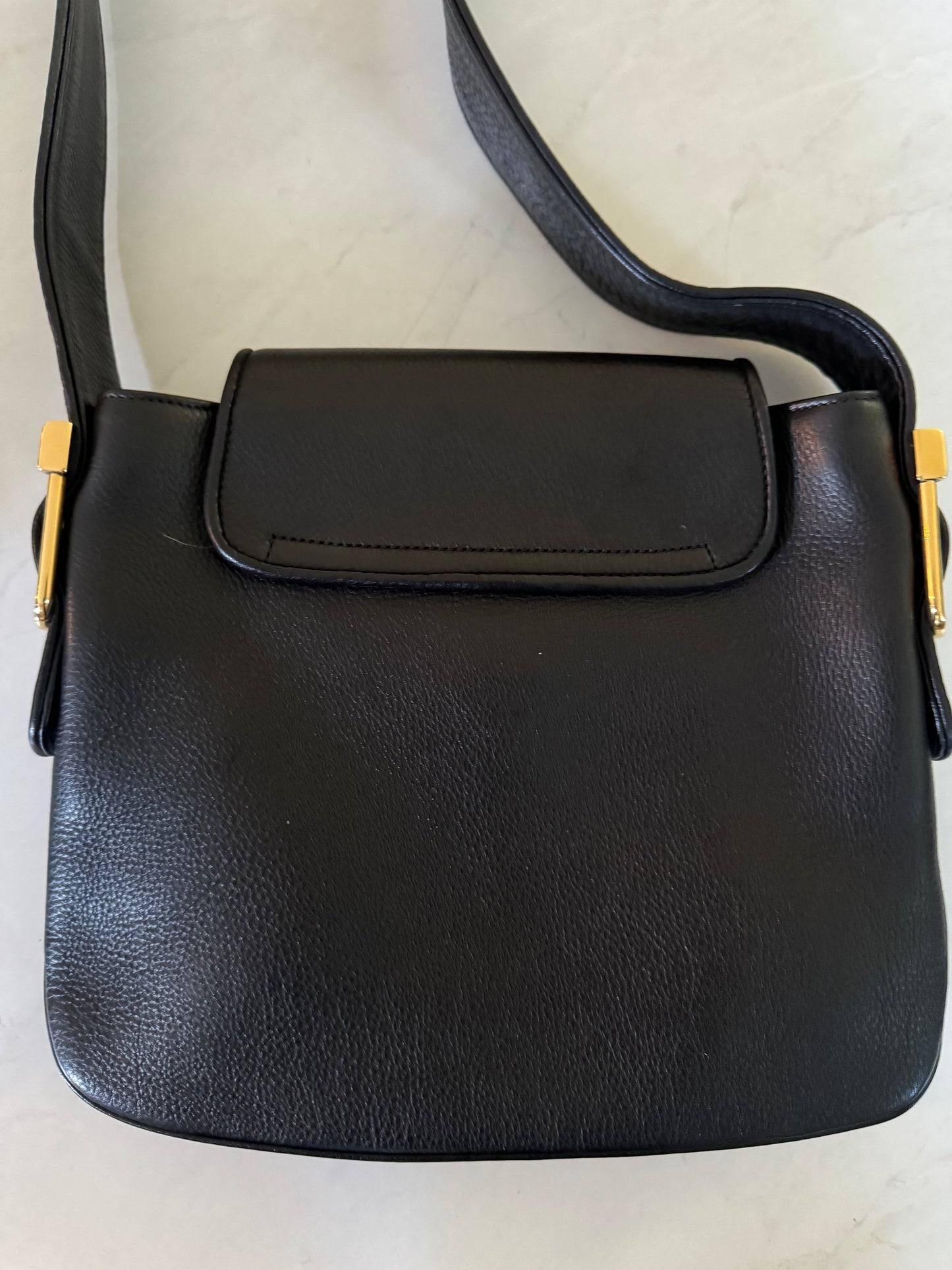 GUCCI Medium 1973 Black Leather Shoulder Strap bag