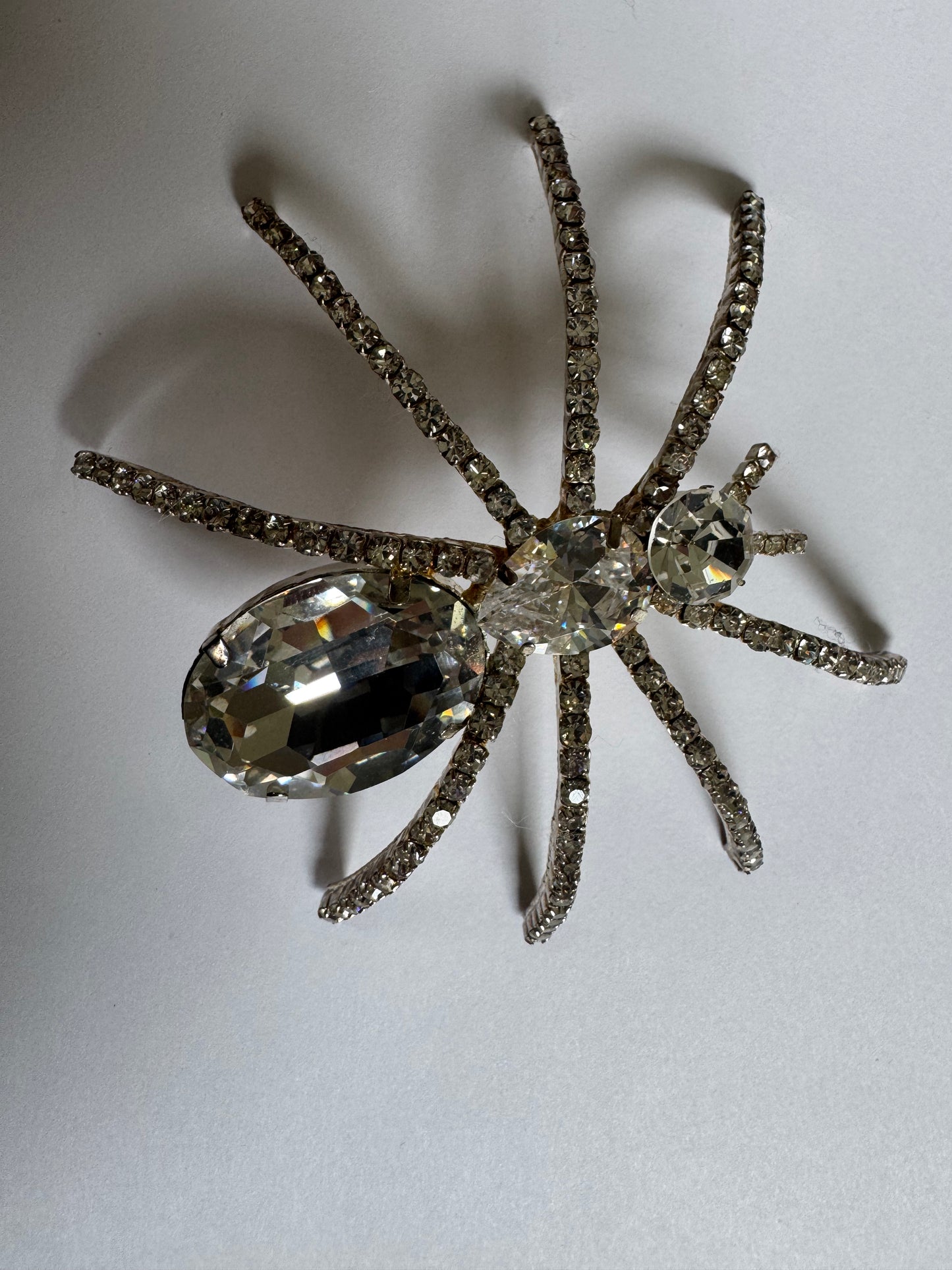1980s jumbo rhinestone spider brooch